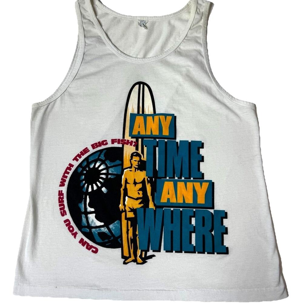 Vintage Sun Sportswear Any Time Any Where Surf Tank Top Made USA Mens L